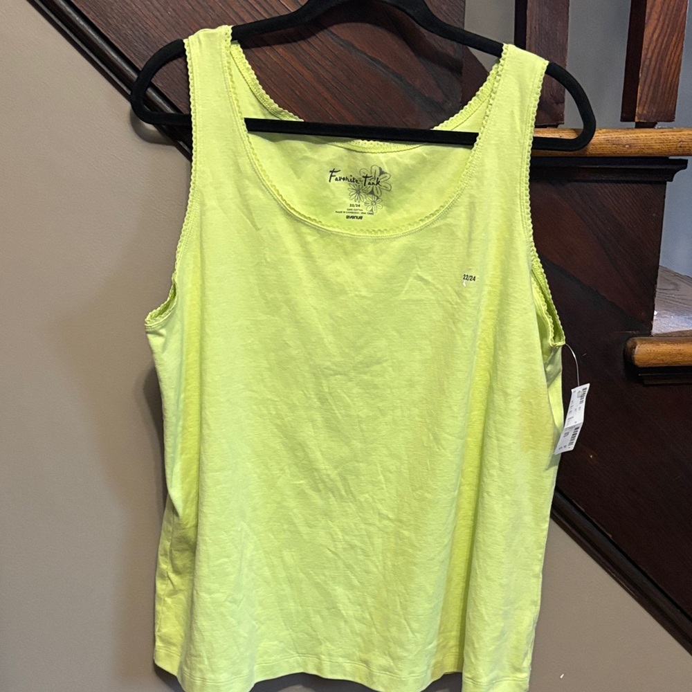 Avenue Neon Yellow Scoop Neck Tank Top